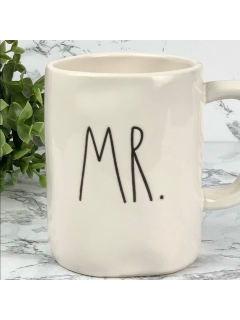 Rae Dunn Cream Ceramic Mug with Black "MR." Script